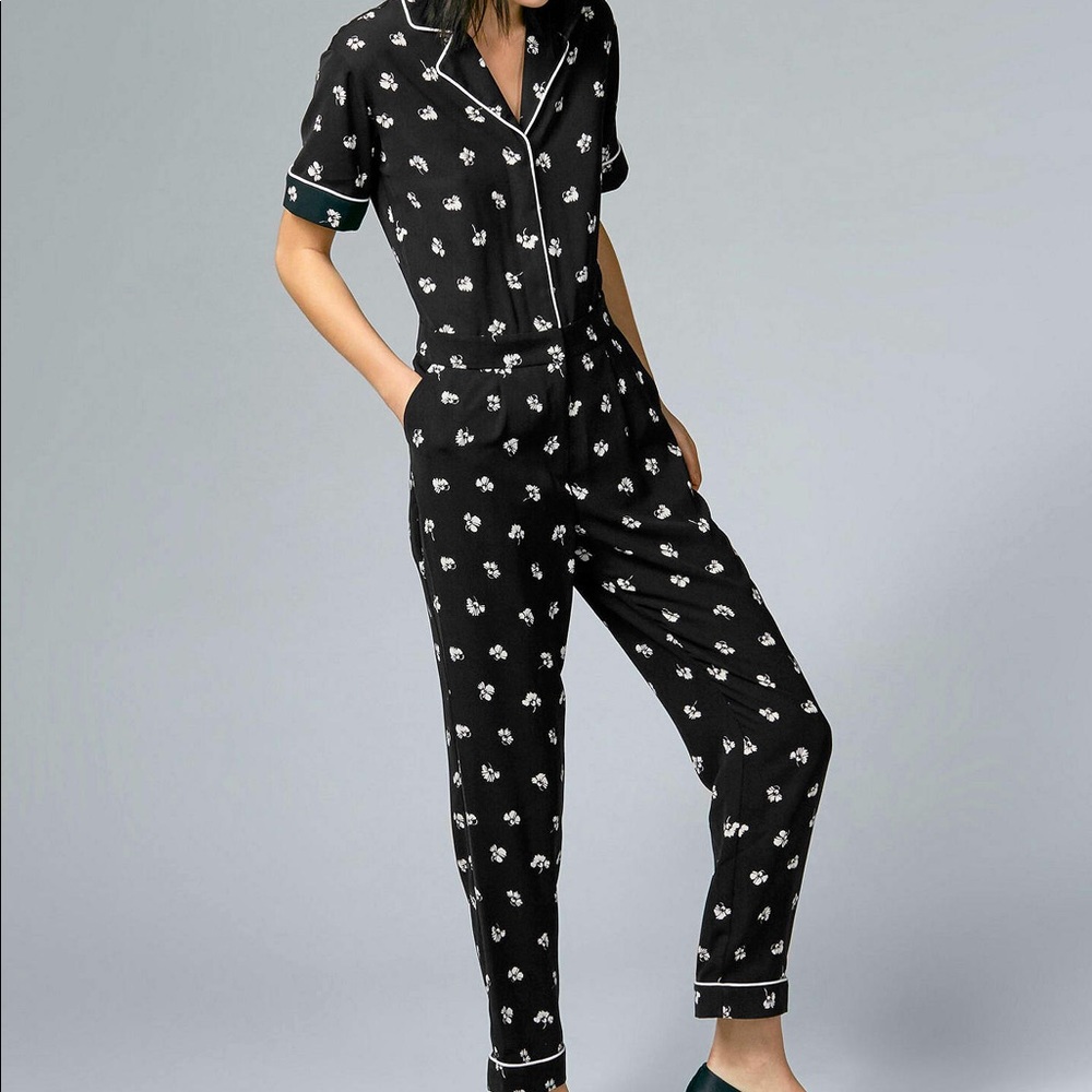 Warehouse Dandy black floral jumpsuit